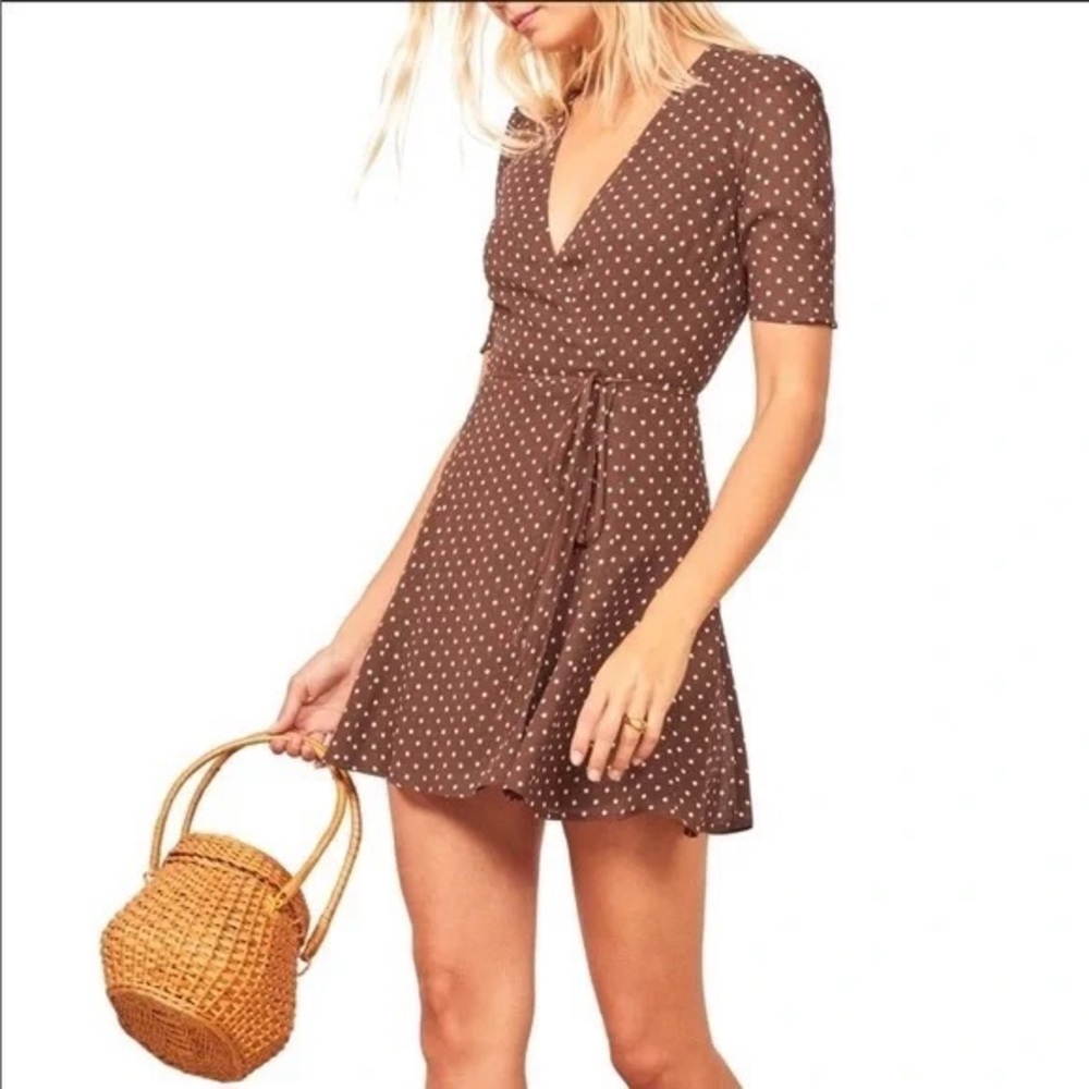 REFORMATION lucky wrap polka dot dress